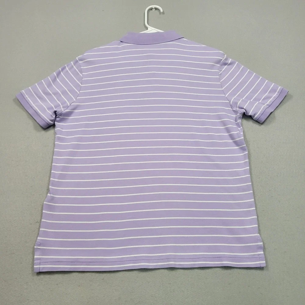 Polo Ralph Lauren Mens Medium Purple White Striped Short Sleeve Classic Fit Polo